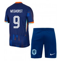 Camisa de Futebol Holanda Wout Weghorst #9 Equipamento Secundário Infantil Europeu 2024 Manga Curta (+ Calças curtas)